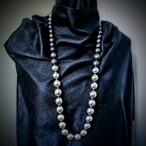 Chico's silver and wood large beaded necklace.